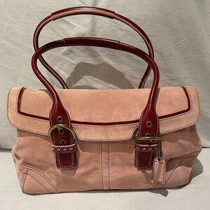 Coach Pink Suede SoHo Flap Shoulder Bag
